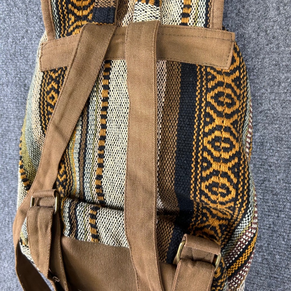Catori Sun N Sand Woven Tapestry Backpack Southwestern Boho Brown Geometric Bag - Picture 8 of 8